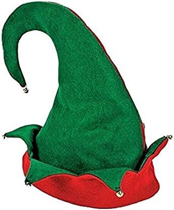 WHMING Felt ELF Hats with Jingle Bells/Great for Santa's Helpers/Office Party/Photo OP/Holiday & Christmas/Adult L/M (1 Pack)