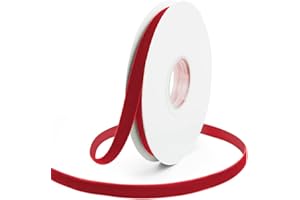 KMER LIFE 3/8" Wide x 10 Yards Velvet Ribbon, Vintage Single Face Velvet Ribbons for Gift Wrapping, Christmas Wrapping Bows, Wedding Decor, Sewing and More (Red)