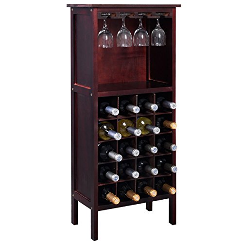 Wine Bottle Holder Storage Kitchen Home Bar With Glass Rack Wood