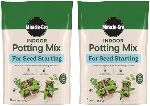 Miracle-Gro Indoor Potting Mix for Seed Starting, For Starting Vegetable, Flower, and Herb Seeds Indoors, Excellent for Cuttings, 8 qt. (2-Pack)