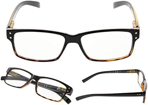 Eyekepper 5-Pack Spring Hinge Reading Glasses Vintage Readers Men Women +2.00, Black/Yellow-5pcs All Clear Lens, 2.0 Diopters - Image 4