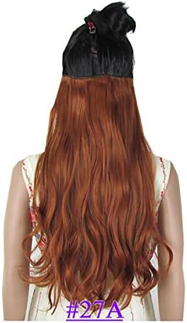 NiCheng 5clips Curly/wavy Clip-in Hair Extensions Super Synthetic Fiber Women's Hairpieces 24inch 60cm 120g (27A light copper red)