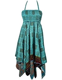 Women Halter Dress Handkerchief Hem Two Layer Printed Summer Fashion Boho Chic Sundress