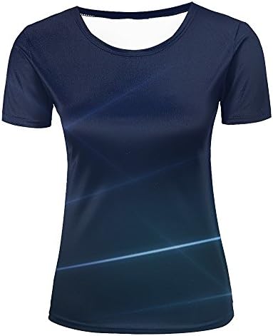 ZeShan Unisex Unisex Men Women 3D Blue Abstract line Curve Printed Short Sleeve T-Shirts S