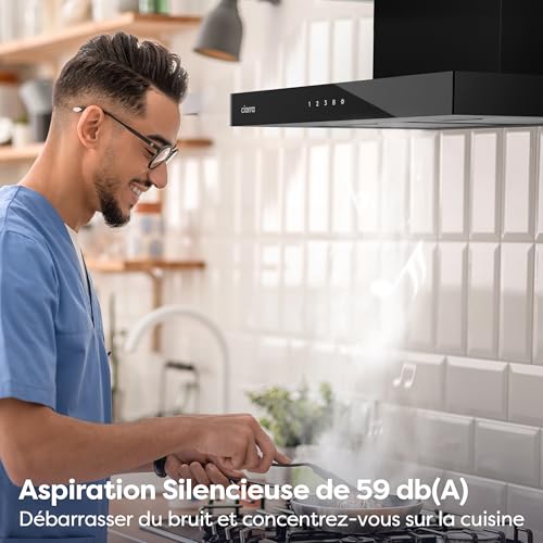 CIARRA CBCB6102 Extractor Hood 60 cm A+++ 650 m³/h – App & TouchControl – 4 Speeds + Booster – Recycling & Evacuation – Carbon Filter CBCF003 – Black