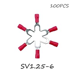 SV1.25-6 100PCS/Pack Red Insulated Spade Terminal