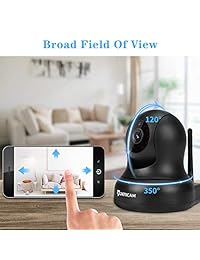 Dericam HD Home security camera, wireless WiFi camera with an additional powerful 5 dB antenna for home monitor, tilt control, 4X digital zoom, night vision