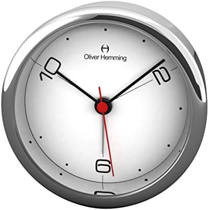 Desire Collection Chrome Steel Alarm Clock with Light and Dot Point Dial on White