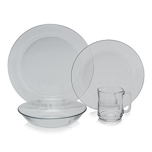 Duralex Clear Glass 24pc Dinnerware Set, Service for 6 by Duralex