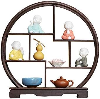 Shelf, Solid Wood Chinese Teapot Display Stand Crafts Antique Ornaments Frame Room Decorations Wall Shelf (30x29.7x5.5cm)