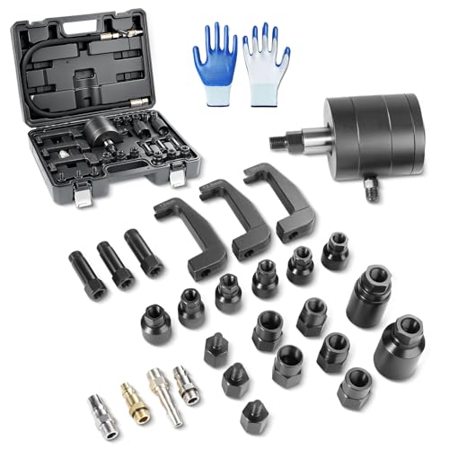 Ghekkli 27Pcs Pneumatic Injector Pullers, Injector Disassembly Tool with 19 Adapters, 3 Extraction Hooks and 1/4" 4 Connectors(US/UK/EU/JP)
