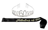 Happy Birthday Tiara and Sash Set - Rhinestone Queen Tiara with Fabulous at 60