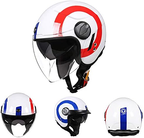 大型家電 B08cdwnvkp ヘルメット B08cdwnvkp オートバイのハーフヘルメット オフロードバイクの帽子 クラシックヴィンテージスクーターハーフヘルメット 防汚二重レンズオフロードバイクヘルメットdot Ece認定