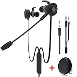 Wired Gaming Earphone with Adjustable Mic for PS4,Laptop Computer, Cellphone,JEZOMONY E-Sport Earburds with Portable Earphone Bags, Snug Soft Design, Inline Controls for Hands-Free Calling. (Black)