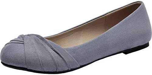 Aukusor Women's Wide Width Flat Shoes - Slip On Pointed Toe Ballet Flats.