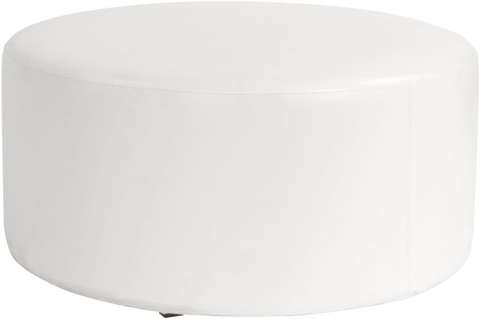 Howard Elliott Round Ottoman Replacement Cover Exclusively Made for Howard Elliott 36" Universal Round Ottomans, 100% Polyester Fabric Patio Furniture Cover, Atlantis White