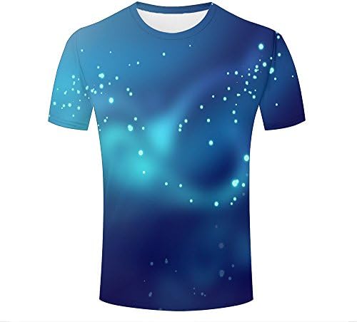 Men's Creative 3D Printed Blue/Fluorescent Wave Dots Graphics Summer Casual T Shirt Unisex Couple Tees Top Short Sleeve L