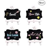 Mini Chalkboards Pack of 10, Algimo Wooden Small Chalkboard Signs with Easel Stand, Easel Chalkboards for Wedding Decorations, Birthday Party, Buffet and Baby Shower as Food Signs, Tags and Dish Signs