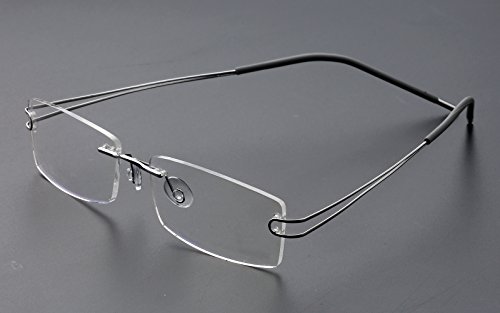 Agstum Pure Titanium Rimless Frame Prescription Hingeless Eyeglasses 52mm (Silver, 52mm)