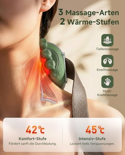 Massager, 4D Neck Massager with Heat, Heating Neck, 3 Massage Settings & 2 Heat Settings, Deep Tissue Massage for Neck and Shoulders, Rechargeable, Bionic Massager for Parents