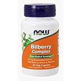 Now Supplements, Bilberry (Vaccinium myrtillus) Complex 80 mg with Beta-Carotene & Riboflavin, 50 Veg Capsules