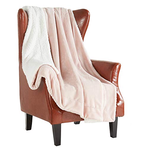 MERRYLIFE Decorative Sherpa Throw Blanket Ultra-Plush Comfort | Soft, Colorful | Home, Couch, Outdoor, Travel Use (60" 70",Pink