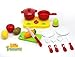 Little Treasures Chopping & Cooking Playset for Kids 3+ Includes a stove burner with knobs, pots with lid and sauté pan, cutting board and knife, Velcro fastened vegetables and seasoning bottle