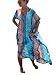 Bsubseach Women's Swimwear Kaftan Blue Side Split Chiffon Maxi Robe Beach Dress Swimsuit Coverups Poncho