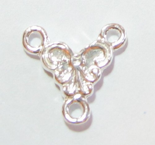 2 pcs .925 Sterling Silver 3-loop Necklace Chandelier Link Pendant / Earrings Connector / Findings / Bright