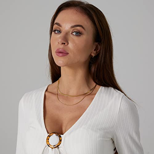 Double Layer Snake Chain Layered Necklace 14K Gold Filled...