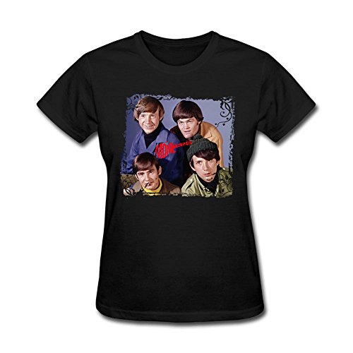 QLJYKJ The Monkees Band Albums Women's Round Collar Shrits Black XS
