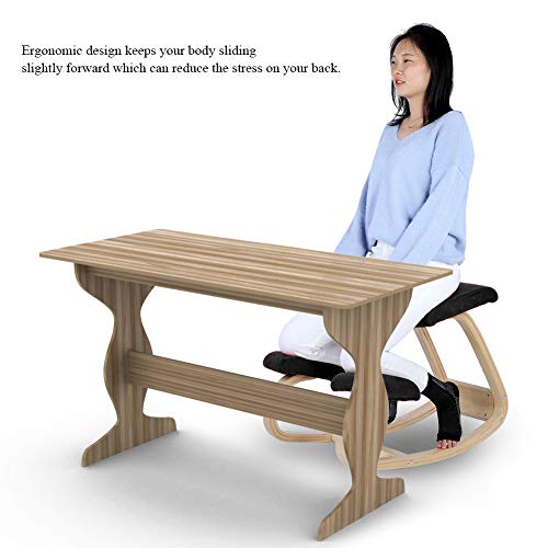 Ergonomic Kneeling Chair, Wooden Stool Kneeling Office Chair Comfortable Kneeling Chair (Black)