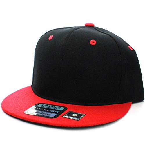 L.O.G.A. Plain Adjustable Snapback Hats Caps (Many Colors). Black/Red