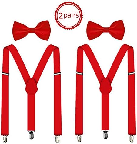 Suspenders For Men,Women Adjustable Suspends Bow Tie Set Solid Color Y Shape