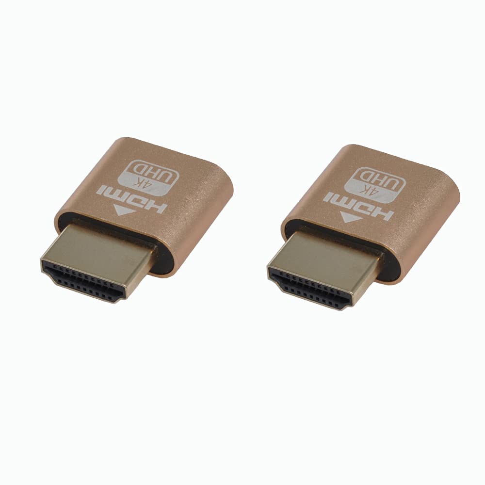 WLGQ 4K HDMI Dummy Load Virtual Plug High Resolution Virtual Monitor Display Emulator Next Generation Headless Display Adapter (Gold Color - 2pcs) — image 1