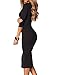 ICONOFLASH Women's Black 3/4 Sleeve Bodycon Midi Dress Crew Neck Fitted Dress Size Small