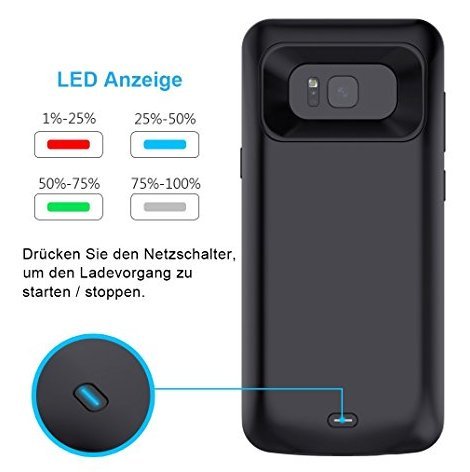 Funda de Batería Externa Ultra Fino, Mbuynow 5500 mah Funda Protectora Cargador/Funda de Batería Integrada Recargable de Alta Capacidad para Samsung Galaxy S8 Inteligente Móvil,Color Negro (S8)