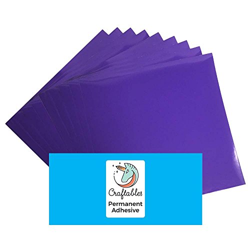 CraftablesPurple Vinyl Sheets - Permanent, Adhesive, Glossy & Waterproof | (10) 12" x 12" Sheets- for Crafts, Cricut, Silhouette, Expressions, Cameo, Signs