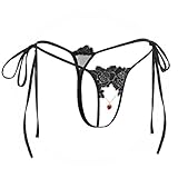SS Queen Women Sexy Lace Tie Side Thongs Panties Crotchless Adjustable G-string Underwear (set1)
