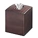 mDesign Square Bamboo Wood Facial Tissue Paper Box Cover Holder for Bathroom Vanity Counter Tops, Bedroom Dressers, Night Stands, Home Office Desks, Tables - 2 Pack - Espresso Brown
