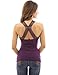 PattyBoutik Women Crochet Inset Ruched Detail Tank Top (Dark Purple Small)
