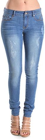 Nine Planet Women's Stretch Destroy Skinny Jean With 5 Pockets -15 Light Stone
