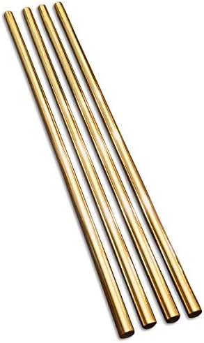 MAINROOM STUDIOS 9" Gold Drinking Straws - Set of 4 - For Iced Tea, Iced Coffee, Moscow Mule, and More - Compatible with Brass Pineapple Mug - Eco-Friendly Barware - Handcrafted in India