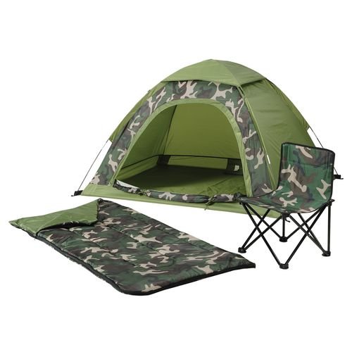 Kids 5' x 4' Camo Dome Tent, Sleeping Bag and Folding Chair