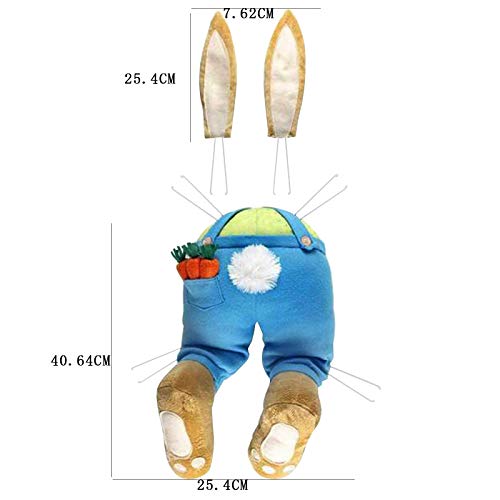 Easter Bunny Spring Wreath for Front Door, Easter Rabbit Butt Wreaths Kit Door Decorations,Outdoor Indoor Wall Hanging Welcome Sign, Wreath Attachment Craft Supplies Ideas (40CM)