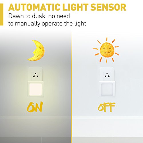 Plug In Night Light For Kids Nursery Room Dusk To Dawn Energy Efficient Warm White Lighting Lamp LED Projection for Children 2 Pack By Yello