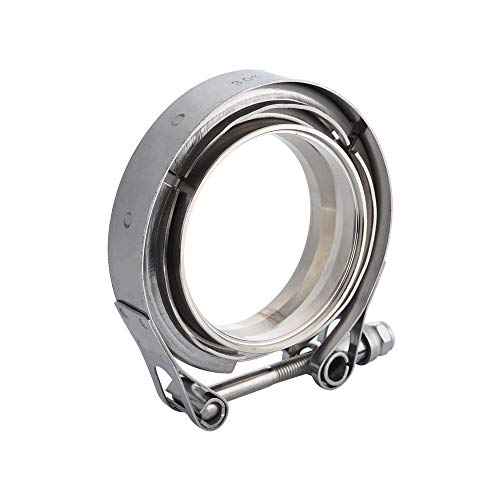 3''Exhaust Pipe Clamp,SS304 V-Band Clamp Stainless Steel M/F 3v Band Turbo Exhaust Downpipe For Flanged Filter Racks, Turbocharging Systems,Exhaust Systems,And Industrial Applications (Silver)