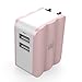 LAX Dual USB AC Power Adapter with Smart iQ Technology – Plug-In Adapter Rapid Charge 3.4A - for iPhone X 8 7 7Plus 6S 6S+, 6 6Plus, iPad Air/Mini, Samsung Galaxy S6, S6 Edge, HTC and More [Rose Gold]