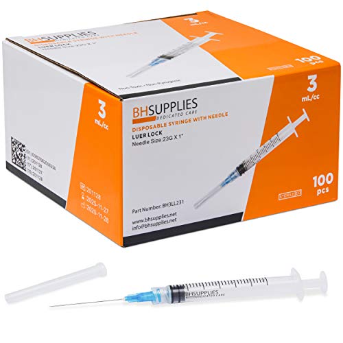 3ml Syringe Sterile with 23G, 1" 100 Pack by BH Supplies