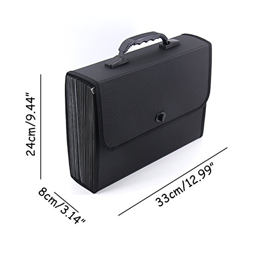 Oak-Pine 26 Pockets Expanding File Folder - Large Plastic A4 US Letter Size Expandable File Organizer Self Document Accordion File Folder Wallet Briefcase Business Filing Box with Handle